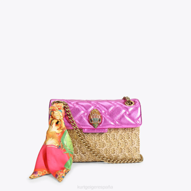 Kurt Geiger mujer londres rafia mini kensington 2LPR89 | bolsas combinación de oro